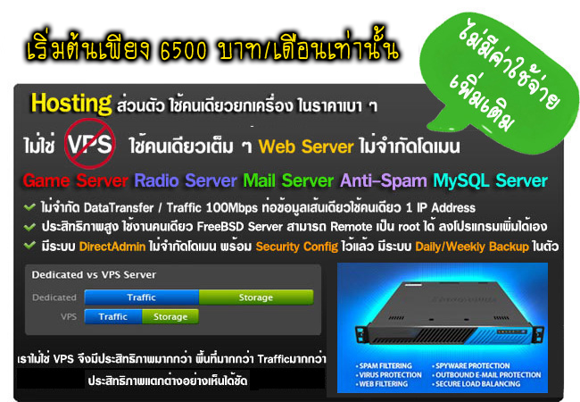 Dedicated Server ส่วนตัวประสิทธิภาพสูง พื้นที่ 500GB แบ่งโดเมนได้ไม่จำกัด Unlimited Traffic Hosting mongoDB Memcache Extension MongoDB NoSQL